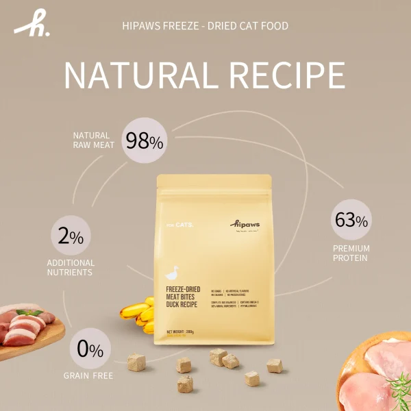 Hipaws Complete Natural Duck Recipe Freeze-Dried Cat Food 280g