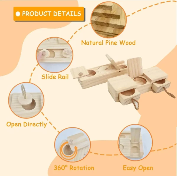 Guinea Pig Toys - Wooden Toys for Pets  Enrichment & Foraging Activity for Hamster, Rabbit
