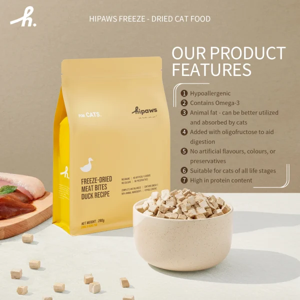 Hipaws Complete Natural Duck Recipe Freeze-Dried Cat Food 280g