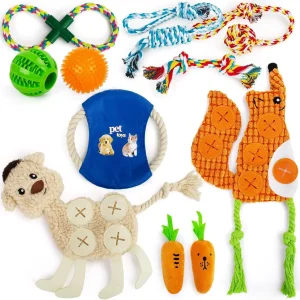 11 Pcs Dog Toys Set, Chew Toys Include Rope, Balls for Small, Medium & Large Dogs