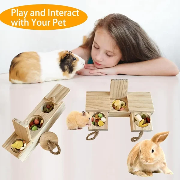 Guinea Pig Toys - Wooden Toys for Pets  Enrichment & Foraging Activity for Hamster, Rabbit