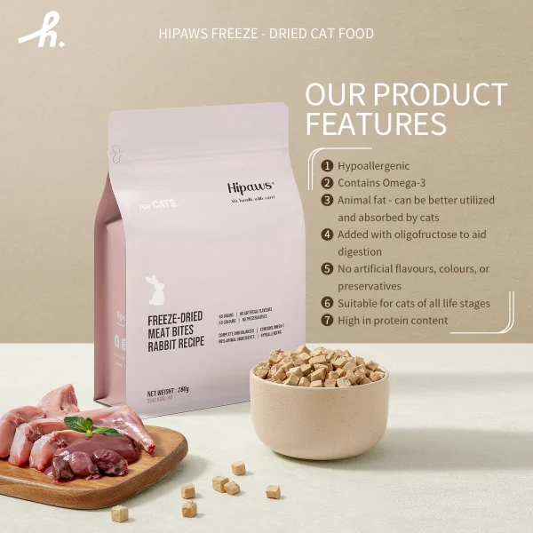 Hipaws Complete Natural Cat Recipe Freeze-Dried Food Treats Toppers 280g