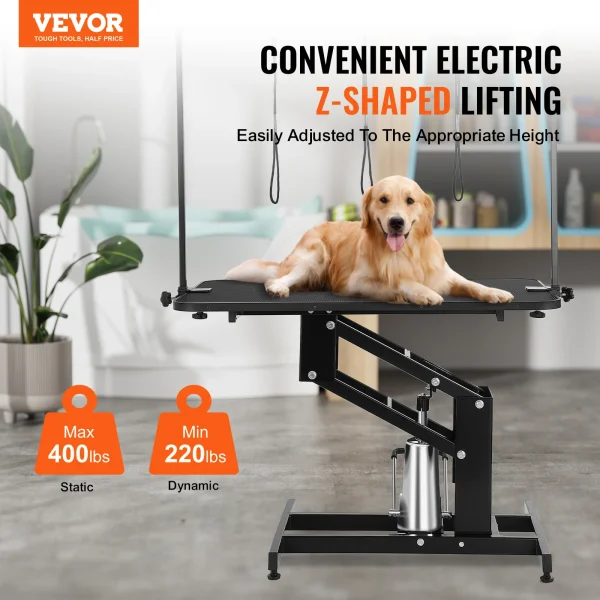 VEVOR 43" Hydraulic Pet Grooming Table 400LBS Height Adjustable