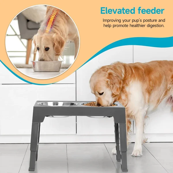 5-Level Adjustable Elevated Dog Feeder with 2 Bowls