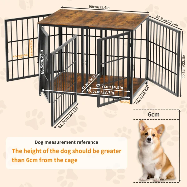 Dog House End Table Furniture with Four Doors and Lock