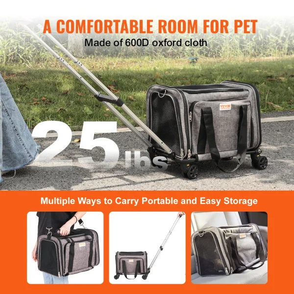 VEVOR Pet Carrier Breathable Outgoing Carry Backpack with Telescopic Handle