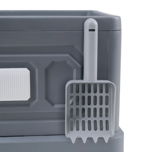 Large Anti-splashing Cat Litter Box with Scoop & Grooming Board