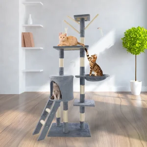 Cat Tree Scratching Post - Stable Kitten Activity Centre & Pet Toy Scratcher