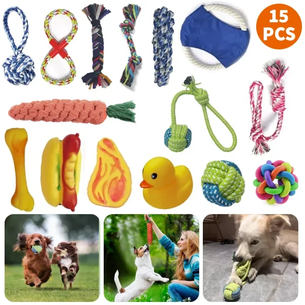 15pcs Dog Plush Toy Set