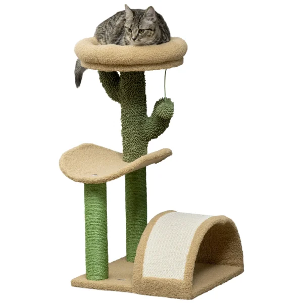 PawHut 72cm Cat Activity Centre w/ Bed, Toy Ball, Sisal Post