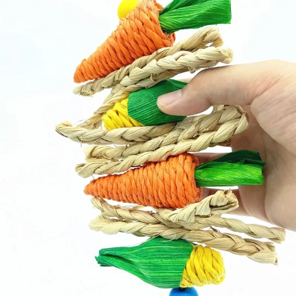 1pc Handmade Woven Vine, Carrot & Corn Shaped Chew Toy for Small Pets (hamster, Rabbit, Bird, Parrot, Etc.)