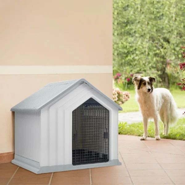 White Waterproof Plastic Dog House with Door