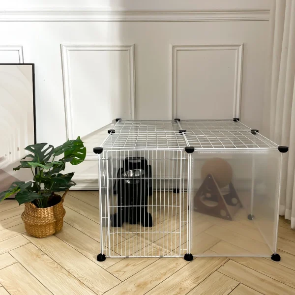 Tieker 12 /16/18 DIY transparent Pet playpen with door