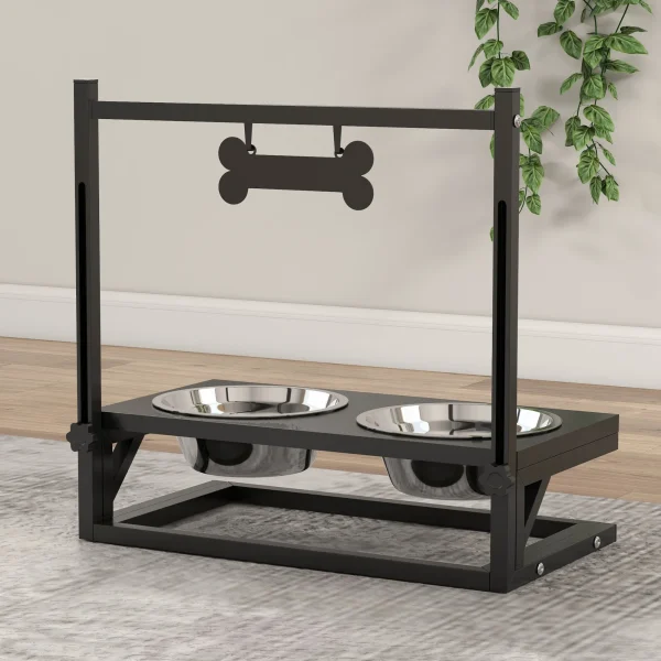 Raised Dog Bowl w/ Adjustable Height Stand