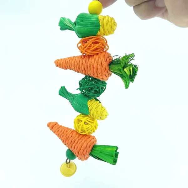1pc Handmade Woven Vine, Carrot & Corn Shaped Chew Toy for Small Pets (hamster, Rabbit, Bird, Parrot, Etc.)