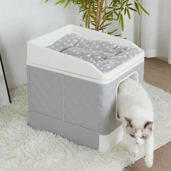 Large Cat Litter Box with Top Cushion and Litter Scoop