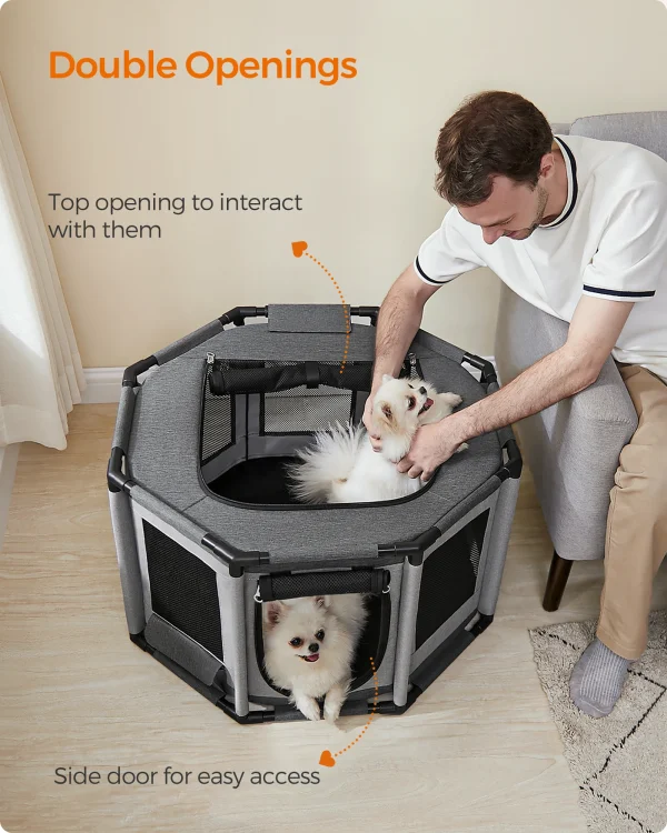 Oxford Fabric Dog Playpen, Breathable Mesh