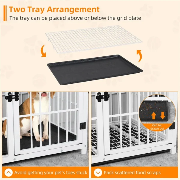 Metal Wooden Dog Kennels with Three Doors and Removable Tray