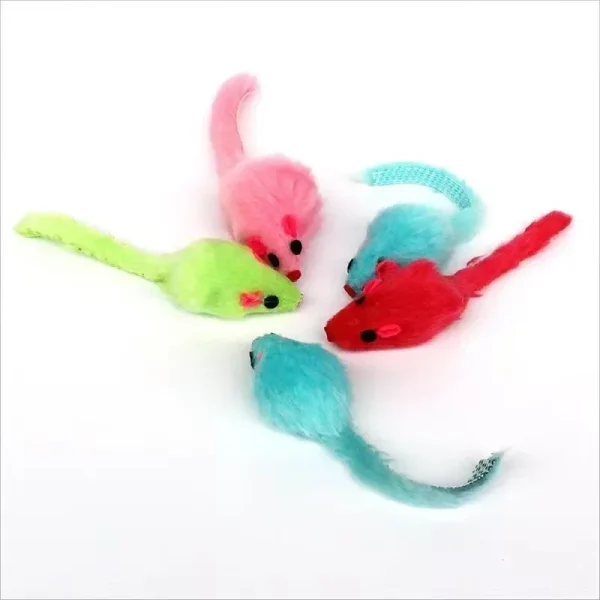 7Pcs Furry Plush Cat Toy Soft Solid Interactive Mice Toys For Kitten