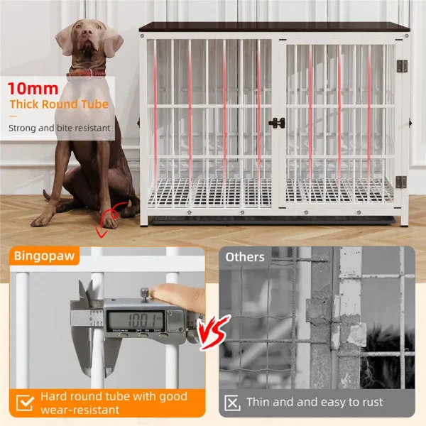 Metal Wooden Dog Kennels with Three Doors and Removable Tray