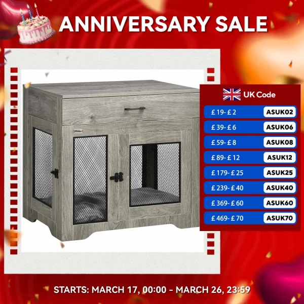 Modern Pet Crate End Table w/ Double Doors