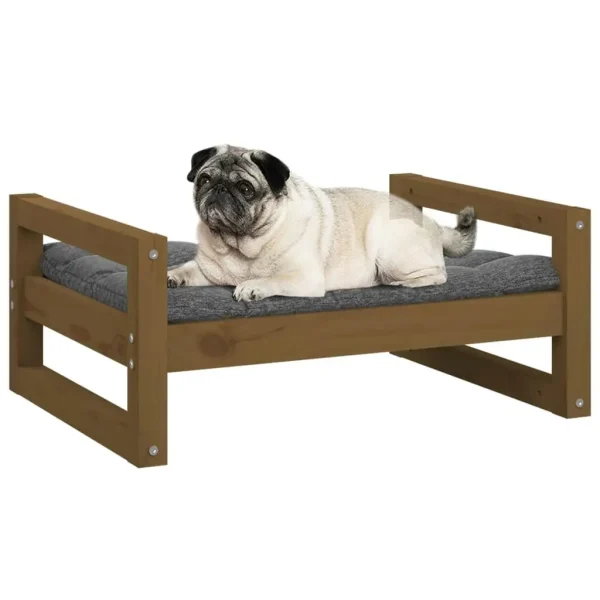 Stylish Brown Dog Bed - Solid Pine Wood
