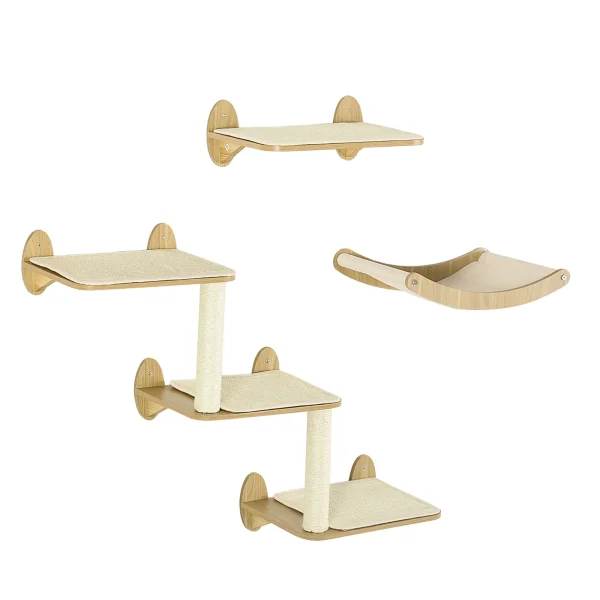 PawHut 3PCs Wall Mounted Cat Tree Shelves