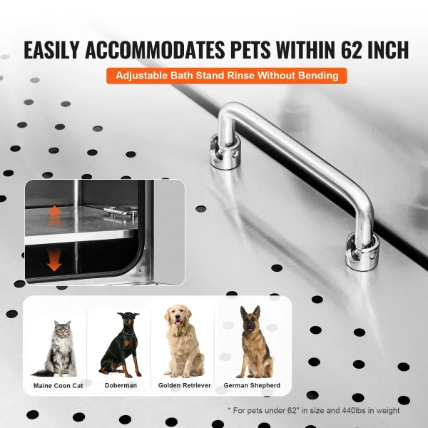 VEVOR 62" Pet Dog Bathing Station with Stainless Steel for Large Pet Washing