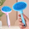 Pet Massage Shedding Brush with Self-cleaning Slicker