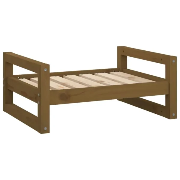 Stylish Brown Dog Bed - Solid Pine Wood