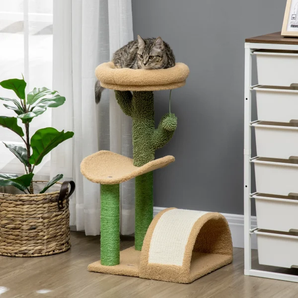 PawHut 72cm Cat Activity Centre w/ Bed, Toy Ball, Sisal Post