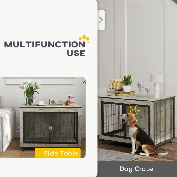 Dog Crate Furniture on Wheels, for Medium Dogs
