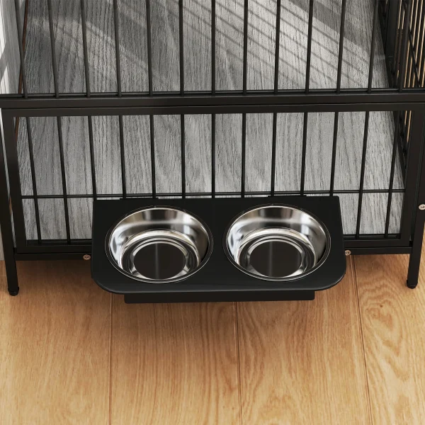 Dog Crate Furniture with Rotating Bowl Holder