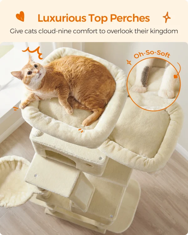 Feandrea Cat Tree, Height 206 cm, with 13 Scratching Posts