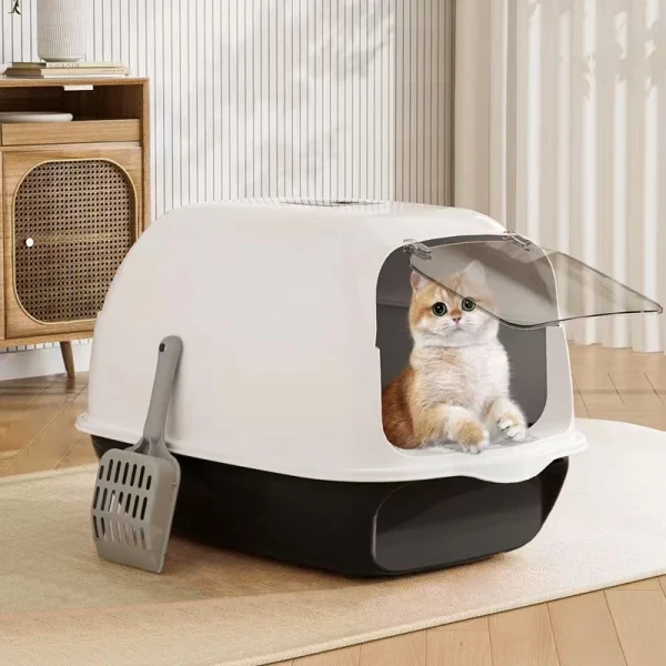 Voltsify Detachable Cat Litter Box with 180° Flip-Top & Scoop & Deodorant