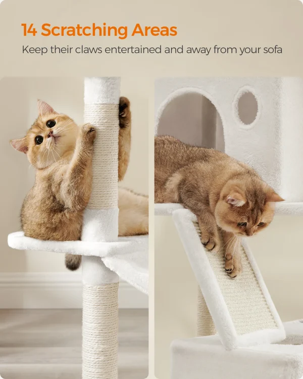 Feandrea Cat Tree, Height 206 cm, with 13 Scratching Posts