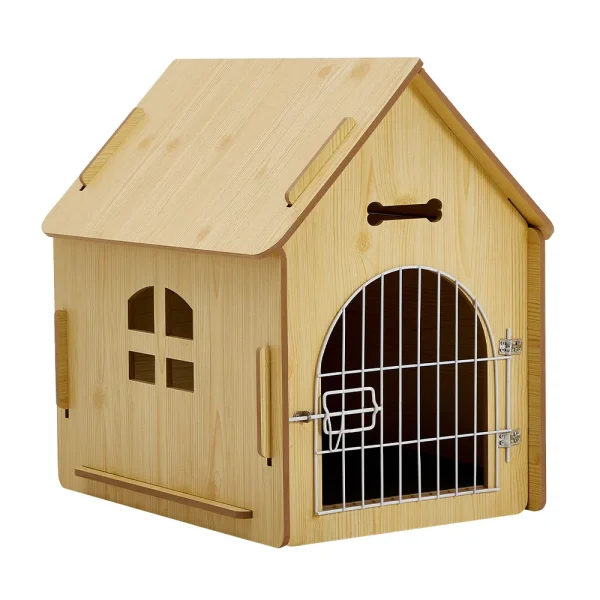Tieker Wooden Pet Dog House with Wire Door and Window Pet Furniture Dog Cage Cat Cage Outdoor Wooden House Kennel