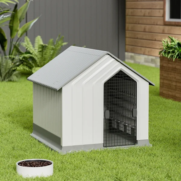 White Waterproof Plastic Dog House with Door