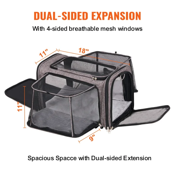 VEVOR Pet Carrier Breathable Outgoing Carry Backpack with Telescopic Handle