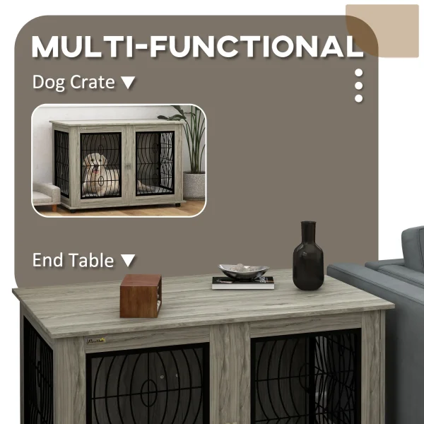 Dog Crate Furniture, End Table for Large Dogs w/ Cushion