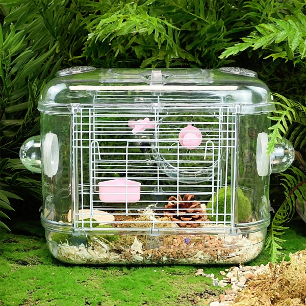 Tieker portable transparent hamster cage
