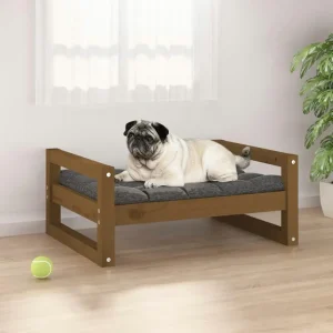 Stylish Brown Dog Bed - Solid Pine Wood