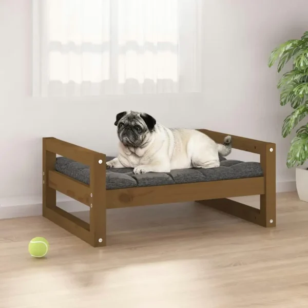 Stylish Brown Dog Bed - Solid Pine Wood