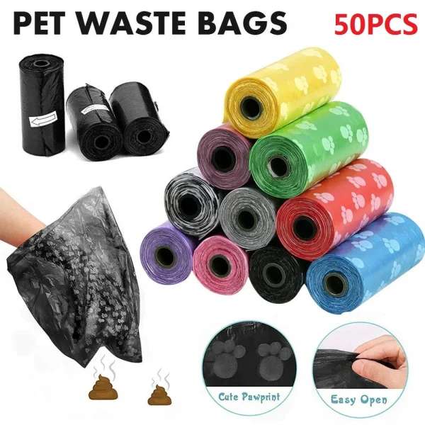 50pcsBone-Printed Pet Waste Bags,Portable