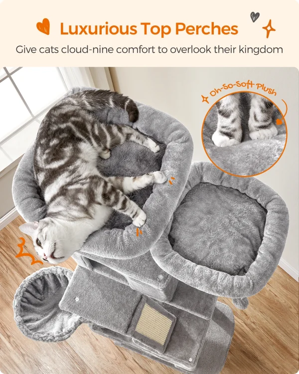 Feandrea Cat Tree, Height 206 cm, with 13 Scratching Posts