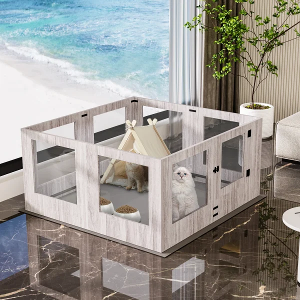 Tempered Glass Dog Puppies Playpen for Indoor