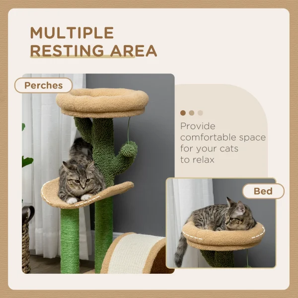 PawHut 72cm Cat Activity Centre w/ Bed, Toy Ball, Sisal Post