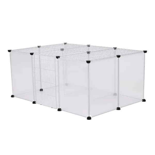Voltsify 12/16/18 Panels Portable Clear Pet Playpen Fence with Door for Outdoor and Indoor Use