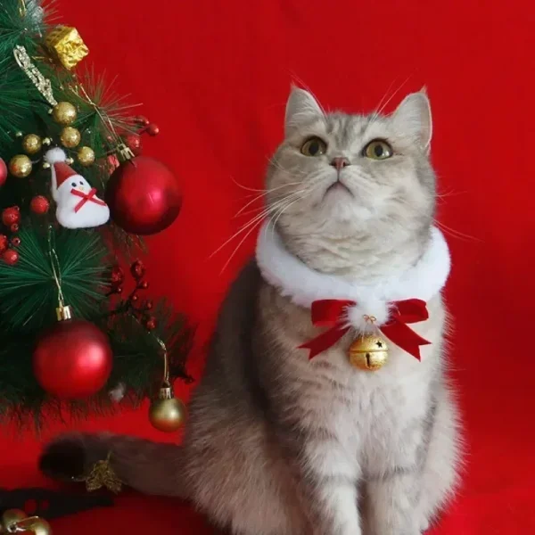 Pet Necklace Cat Christmas Bow Necklace