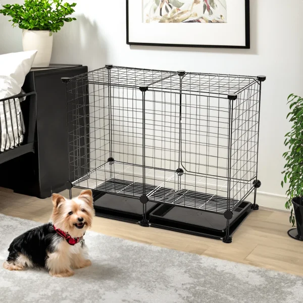 Black Wire Dog Cage Removable with 2 Trays